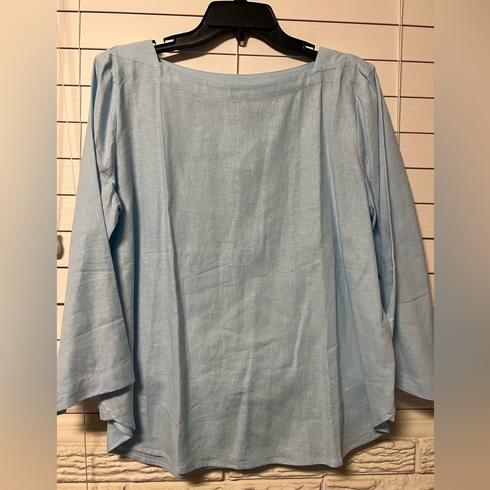 Ann Taylor Blue Boxy 3/4 Sleeve Blouse